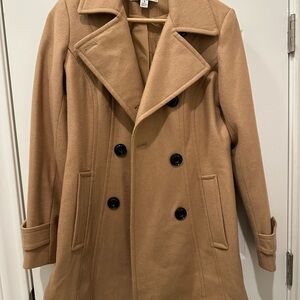 Anne Klein Camel Coat with Black Buttons